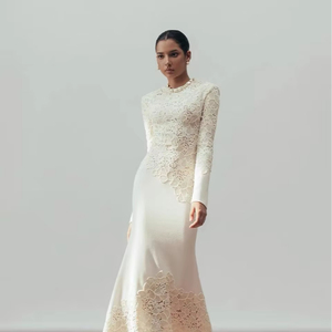 Vente flash Ramadan 2025, <span class=keywords><strong>robe</strong></span> de soirée longue <span class=keywords><strong>blanche</strong></span> en crochet de haute qualité, design boutique, vente en gros, <span class=keywords><strong>robe</strong></span> élégante pour femmes, coupe ajustée - Product Image 1
