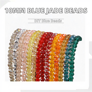 Perle en verre bleu synthétique de 10 mm faite à la main pour la fabrication de bijoux, accessoire de bracelet en cristal et verre soufflé - Product Image 2
