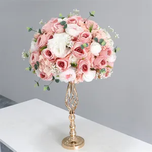 LFB2266 Flores artificiais bolas rosa para centerpieces casamento mesa decoração rosa branco rosa flor bola chumbo estrada artificial