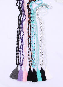 Bracciale Mala 108 Fatto a Mano con Perline di Quarzo Naturale a <span class=keywords><strong>Tre</strong></span> Colori e Nappa Nera - Product Image 6