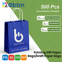Sacs en papier kraft personnalisés avec ruban de fermeture et poignée pour médicaments, biscuits, collations, shopping, emballage promotionnel