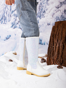 Nouvelles bottes de princesse à paillettes pour filles, bottes rembourrées chaudes pour petites filles, bottes longues confortables à semelle souple - Product Image 4