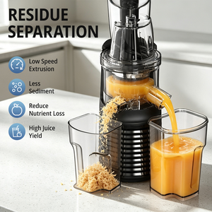 Masticating <b>Juicer</b> Extractor <b>Fruit</b> and <b>Vegetable</b> Juice <b>Machine</b> with Clear Feed Cup Black Countertop Press - Product Image 3