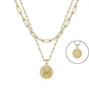 Hot Sell Simple Women's Letter Pendant Gold Geometric Chain 26 Letter Double-layer Pendant Clavicle Necklace