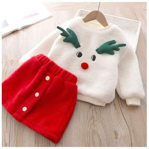 Ensemble <span class=keywords><strong>en</strong></span> tricot pour enfants <span class=keywords><strong>en</strong></span> <span class=keywords><strong>deux</strong></span> pièces, design de mode automne-hiver 2022, motif de renne de Noël, mini-jupe rouge et haut à manches longues pour les <span class=keywords><strong>petites</strong></span> <span class=keywords><strong>filles</strong></span> - Product Image 5