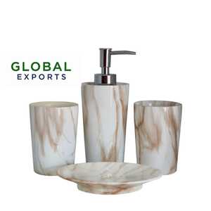 Meilleure vente Ensemble organisateur de salle de bain trois pièces en résine écologique de qualité supérieure pour comptoirs de vanité et décoration de salle de bain - Product Image 4