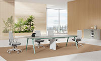 Table de réunion exécutive modulaire moderne de luxe, base texturée, surface mate, construction en MDF, design pour bureau, salle de réunion, école, acier