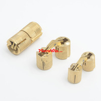 Charnières cylindriques en cuivre pour armoire cachée, charnières de porte en laiton invisibles pour quincaillerie de meubles