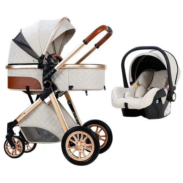 Poussette 3 en 1 siège auto de luxe pour bébé et poussettes 2024 grandes roues poussette pour bébé siège auto 3 en 1 inclus