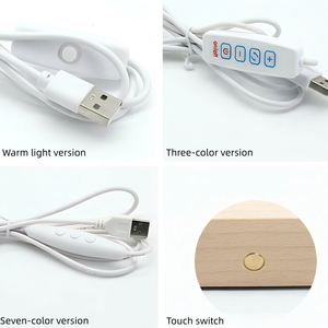 Lámpara Nocturna LED RGB 3D Acrílica con Base de Madera Real USB, Regulable, para Decoración Estética de Habitaciones - Product Image 2