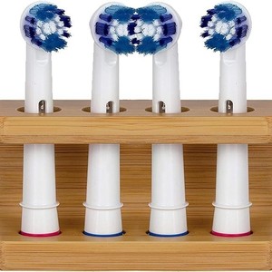 Soporte para cepillos de dientes de bambú, 4,5 cm x 4,5 cm x 4,8 cm, estante de baño de madera con 2 orificios para cabezales de cepillos de dientes eléctricos - Product Image 4