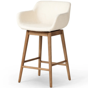 Tabouret de bar pivotant Hannah en bois, robuste, pour intérieur, en cuir véritable (hyde/hide), idéal pour bar à domicile et salle à manger - Product Image 6