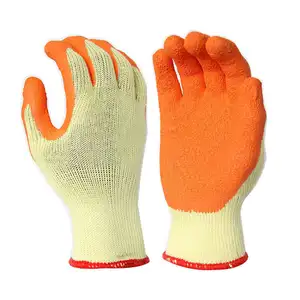 Chống trượt thoáng khí 10 đo cotton dệt kim găng tay Crinkle Latex xây dựng an toàn làm việc găng tay