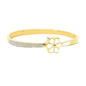 Brazalete de Moda en Acero Inoxidable 316L con Baño de Oro PVD y Diseño Floral para Mujer - Product Image 2