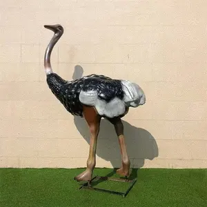 Custom Fiberglass Ostrich Animal Statue Sculpture Life Size Ostrich Birds Statue Sculpture For Park And Garden Decoration