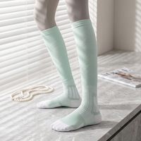Chaussettes de compression sportives personnalisées avec logo, en nylon et élasthanne, pour la course à pied, la cyclisme, manchon de mollet, hauteur genou