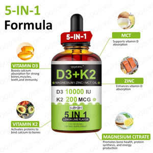 Premium Kwaliteit OEM Vitamine <span class=keywords><strong>D3</strong></span> K2 Druppels Vitamine <span class=keywords><strong>D3</strong></span> <span class=keywords><strong>10000</strong></span> IE met Magnesium Mineralen Supplement voor Immuun- & Stemmingsondersteuning 60ml - Product Image 3