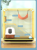 Cage à chat en fer à deux niveaux, tube carré, robuste, avec porte d'entrée supérieure, roues universelles, facile à nettoyer