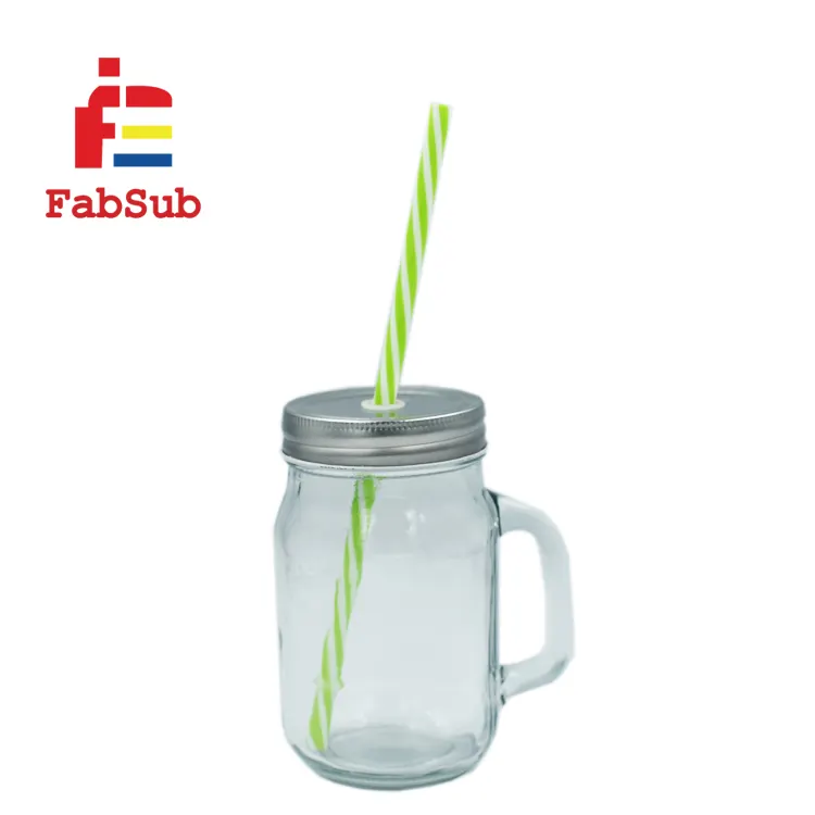 Venta al por mayor de sublimación en blanco vacío logotipo personalizado impreso reutilizable taza de té Boba boca ancha 14 Oz tarro de cristal con tapa y pajita