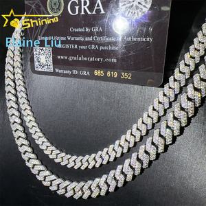 Collar de Cadena Eslabón Cubano de Miami de 8mm 10mm en Plata Esterlina <span class=keywords><strong>925</strong></span> con Diamantes Moissanita VVS Estilo Iced Out para Joyería Hip Hop - Product Image 4