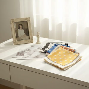 Mouchoir carré simple à pois 70x70cm, accessoire de mode pour femme - Product Image 3