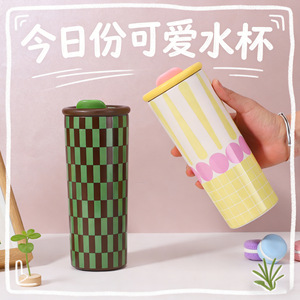 Vaso de acero inoxidable 316 con pajita para niñas, botella de agua portátil para el regreso a clases. - Product Image 3