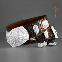 Cinturón Mongol de piel de vaca pura para hombre, accesorio tradicional, Retro, étnico, Túnica mongola