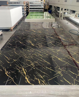 Panel de Mármol Negro Dorado con Patrones de Vetas Doradas Fluidas para Instalación en Paredes Decorativas