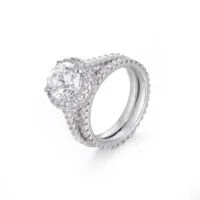 Anelli di gioielli Huiyue anello da donna di lusso in argento Sterling 925 con zirconi da 2 pezzi Set di anelli con pietra principale a taglio rotondo
