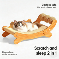 Hamac d'escalade pour chat en bois moderne et personnalisé avec jouets en boule de sisal, emballage carton durable pour usage intérieur
