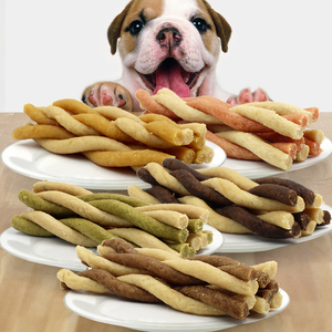 Nutrición saludable comida para mascotas doble color perro Cecina golosinas Jerky delicioso perro Pato masticar carne tratar palos pollo queso sabor - Product Image 1