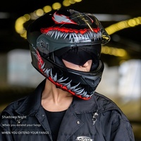 Casque de moto intégral certifié 3C/DOT en ABS pour homme, style Venom, thermique, rabattable, toutes saisons, avec visière transparente