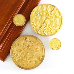 Chinese Style <b>Brass</b> Cabinet <b>Door</b> Handles Round Dragon Phoenix Design <b>Antique</b> Furniture <b>Knobs</b> For Home Office - Product Image 1