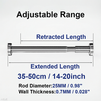 Tringle de douche télescopique en acier inoxydable de 70-120 cm (28-47 pouces), charge de 160 kg, sans perçage, micro-réglable avec verrouillage par torsion