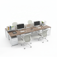 Solution tout-en-un : mobilier de bureau en bois pour espace ouvert, poste de travail modulaire et réglable avec structure métallique pour 4 à 6 personnes