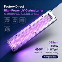 Lampe de séchage UV LED 450W refroidie par eau 150*30mm 14W/cm² pour séchage d'encre UV et d'adhésifs d'imprimantes Ricoh G5 G6 Epson I3200 Toshiba