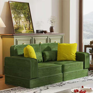 Juego de Sofá Cama de Compresión al Vacío Verde, Venta al por Mayor de Fábrica, Tela Esquinera, Relleno de Esponja, Sin Estructura - Product Image 1