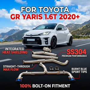 Tuyaux d'échappement Catback OEM pour <span class=keywords><strong>Toyota</strong></span> <span class=keywords><strong>GR</strong></span> <span class=keywords><strong>Yaris</strong></span> 1.6T <span class=keywords><strong>2020</strong></span>+ avec écran thermique, collecteur avant et système à passage direct avec embouts bleus - Product Image 1