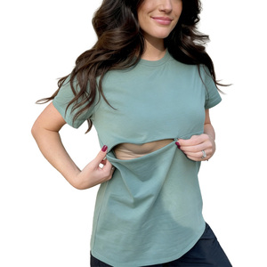 <span class=keywords><strong>T</strong></span>-<span class=keywords><strong>shirt</strong></span> d'<span class=keywords><strong>allaitement</strong></span> pour femme avec <span class=keywords><strong>fermeture</strong></span> <span class=keywords><strong>éclair</strong></span> discrète, en Spandex/Coton respirant, vert forê<span class=keywords><strong>t</strong></span> - Product Image 3