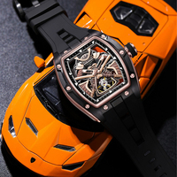 CHANCE JC-9-198G-5 jam tangan Mekanikal Samurai Jepang jam tangan otomatis Tourbillon jam tangan gelang baja mewah Dial berongga jam Pria
