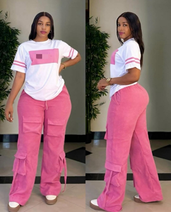 Completo Due Pezzi Casual da Donna: T-Shirt con Collo Tondo + Pantaloni Multi-Tasca, Abbigliamento Quotidiano alla Moda, Asciugatura Rapida, Set Semplice <span class=keywords><strong>Top</strong></span> e Pantaloni - Product Image 3