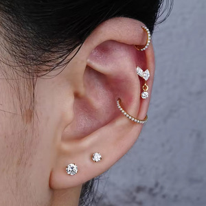 <b>Titanium</b> Leaf Stud Earrings G23 Internal Thread Prong Setting Plant Shape Fashion Stud Earrings - Product Image 4