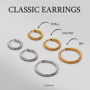 Pendientes de Aro de Acero Inoxidable con Baño de Oro de 18K, Diseño Geométrico Grande, Pendientes de Moda - Product Image 5