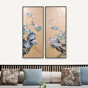 Chinesischer Stil handgezeichnet Wohnzimmer Foyer Korridor Landschaft Ölgemälde Wanddekoration Malerei Blumen und Vögel malerei