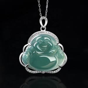 Pendentif Bouddha en jade naturel du Myanmar, incrusté d'argent S925, accessoires de mode pour femmes, avec certificat d'évaluation D127 - Product Image 2