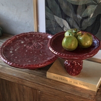 Plateau à fruits en céramique décoratif moderne de luxe, rond, fait main, avec décor en relief, pour la décoration de la maison