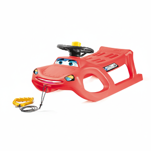 Slitta Sterzante Zigi-Zet - a Forma di Auto, con Slitte in Acciaio e Corda - con Volante e Clacson - Product Image 2
