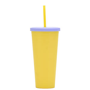 Nuovo Bicchiere Ecologico Portatile da 24oz con Doppia Cannuccia, Design Creativo Satinato Mix & Match - Product Image 4