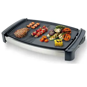 Electric Large Griddle Plate Indoor Smokeless BBQ Grill Pan With Hot Pot 2000W XL Electric Griddle Grill