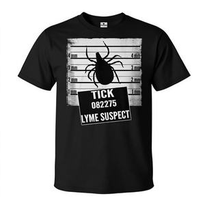 T-shirt Lyme Disease Awareness Tick Mugshot Suspect, noir, unisexe, pour adultes, manches courtes, col rond - Product Image 2